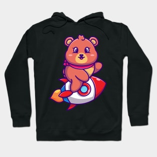 Cute bear riding rocket cartoon Hoodie